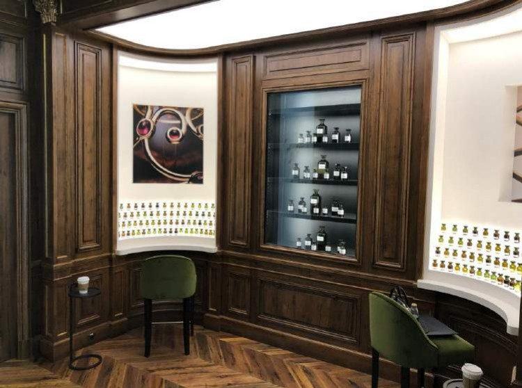 Bespoke display joinery in a luxury perfume boutique