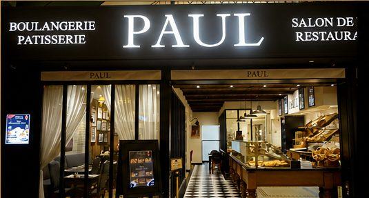 PAUL bakery and restaurant storefront and interior