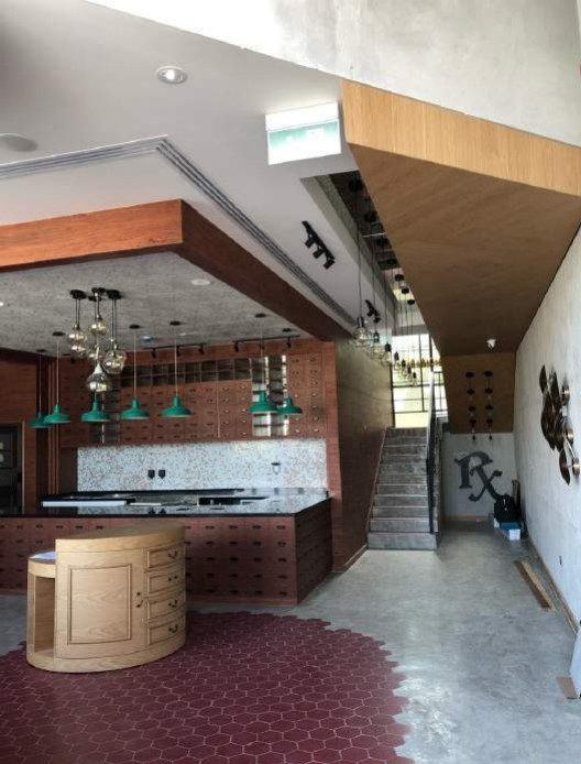 RX Café curved counter and interior